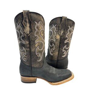 Circle G Unisex Kids Black Embroidered Western Boot Square Toe ( J7111) Size 5